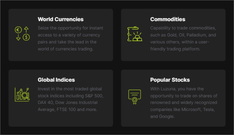 world currencies, commodities, global indices and popular stocks